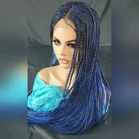 Blue Braided wig 100% handmade, ombre wig, NWT exotic colors absolutely gorgeous - Picture 9 of 15
